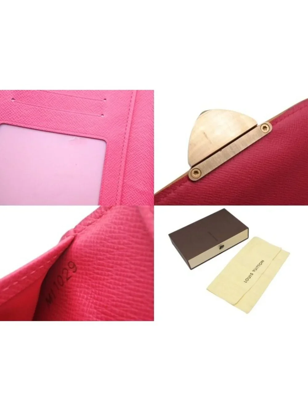 Louis Vuitton Portefeuille Trifold Wallet Grenat Multicolor Leather Gold